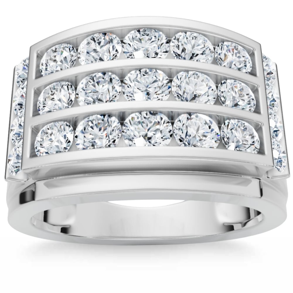 Bliss Diamond 2Ct Men's Diamond Ring in Gold Lab Grown Multi-Row Channel Set