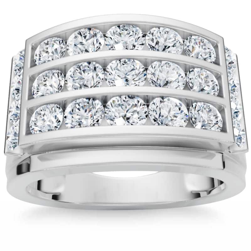 Bliss Diamond 2Ct Men's Diamond Ring in Gold Lab Grown Multi-Row Channel Set - 7 - Rose