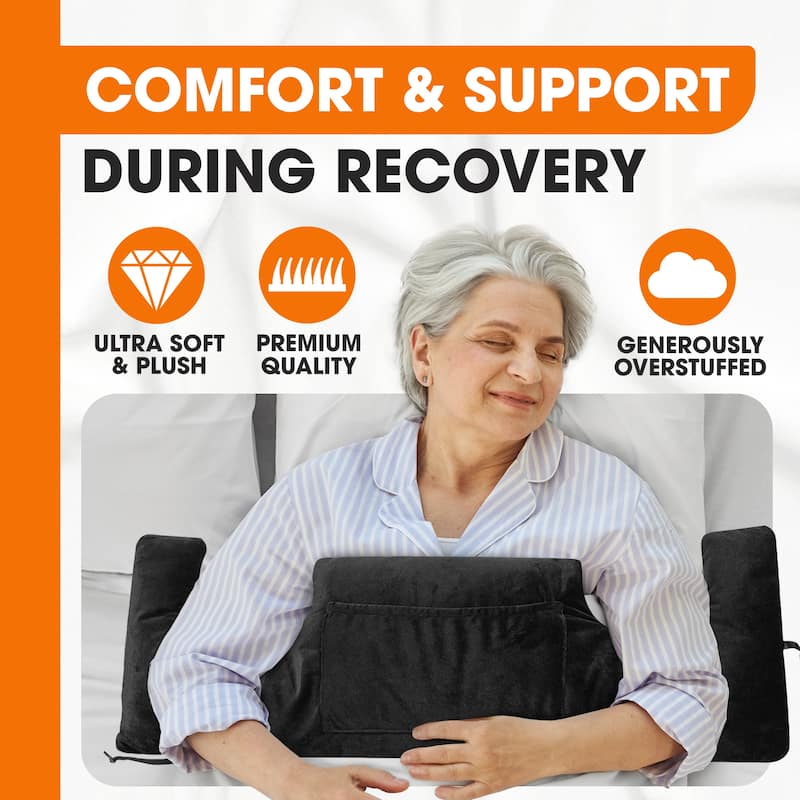 Cheer Collection Post Mastectomy Pillow with Front and Back Pockets - Black