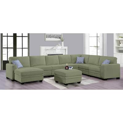 9PCS Corduroy Flexible Combination Sectional Sofa Couch