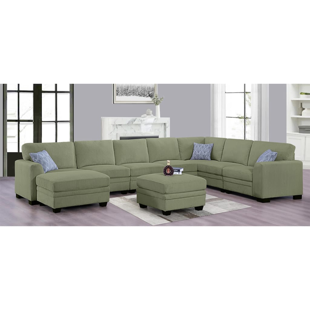 9PCS Corduroy Flexible Combination Sectional Sofa Couch