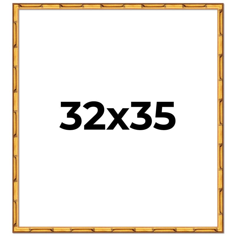 32x35 Frame Gold Bamboo Picture Frame Modern Photo Frame Includes UV Acrylic Shatter Guard Front Acid Free Foam Backing Board