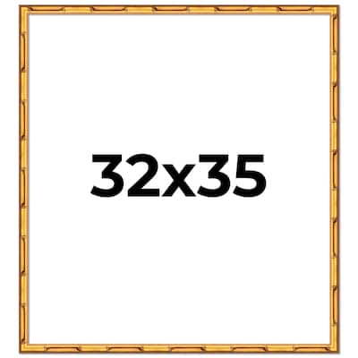 32x35 Frame Gold Bamboo Picture Frame Modern Photo Frame Includes UV Acrylic Shatter Guard Front Acid Free Foam Backing Board