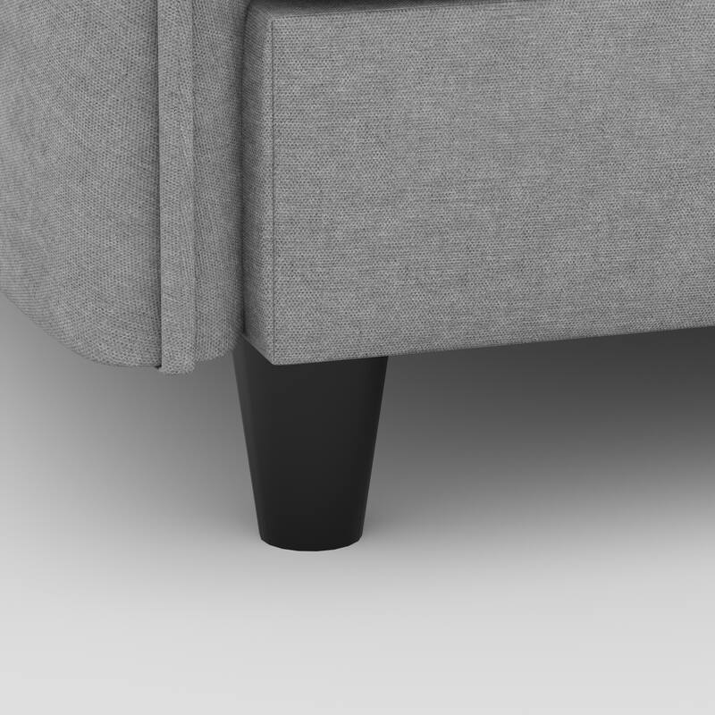 141.5'' 6 Seater U-Shaped Sofa with Ottoman and Arm Pockets, Gray Fabric