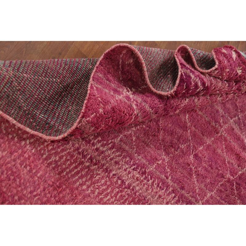 Plush Trellis Moroccan Large Area Rug Handmade Wool Carpet - 9'6" x 14'7"