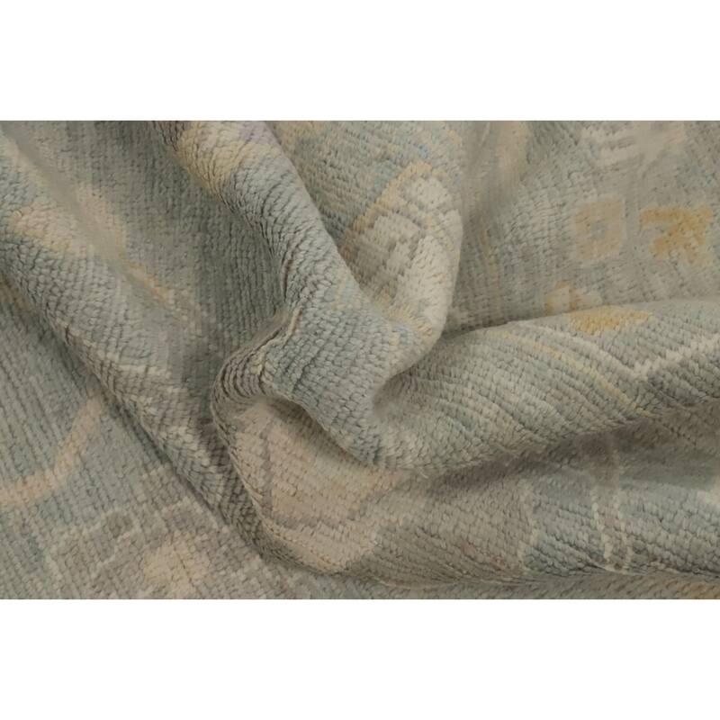 All-Over Gray Floral Oushak Vegetable Dye Area Rug, Floral geometric Carpet - 9' 11'' X 8' 3''