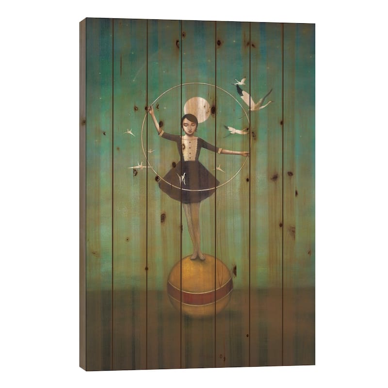 Luna's Circle Print On Wood by Duy Huynh - Multi-Color - 40x26x1.5