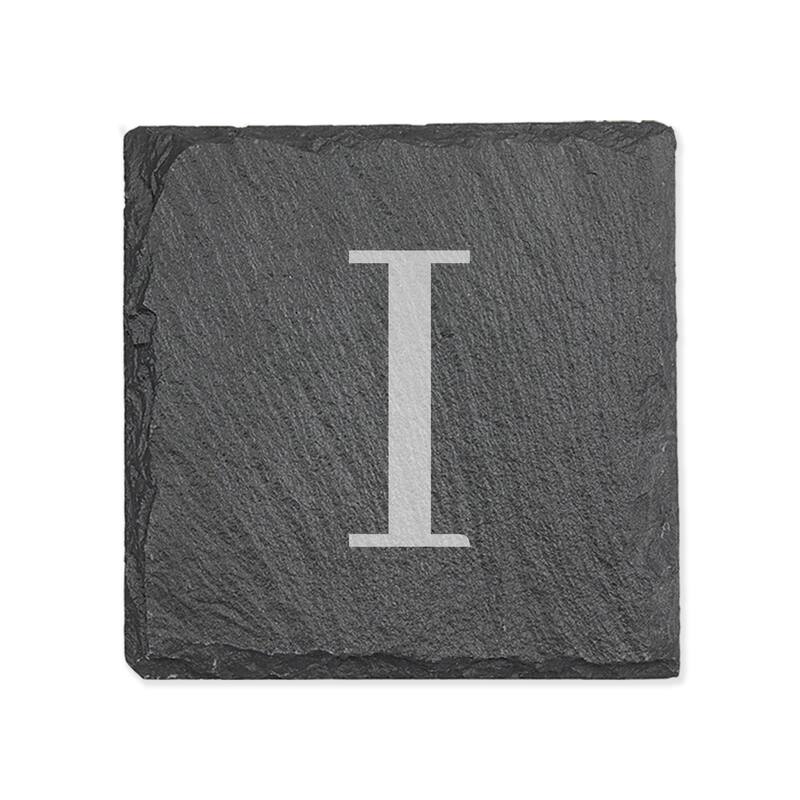 Personalized Letter Square Slate Coaster - 1 piece - I - Slate
