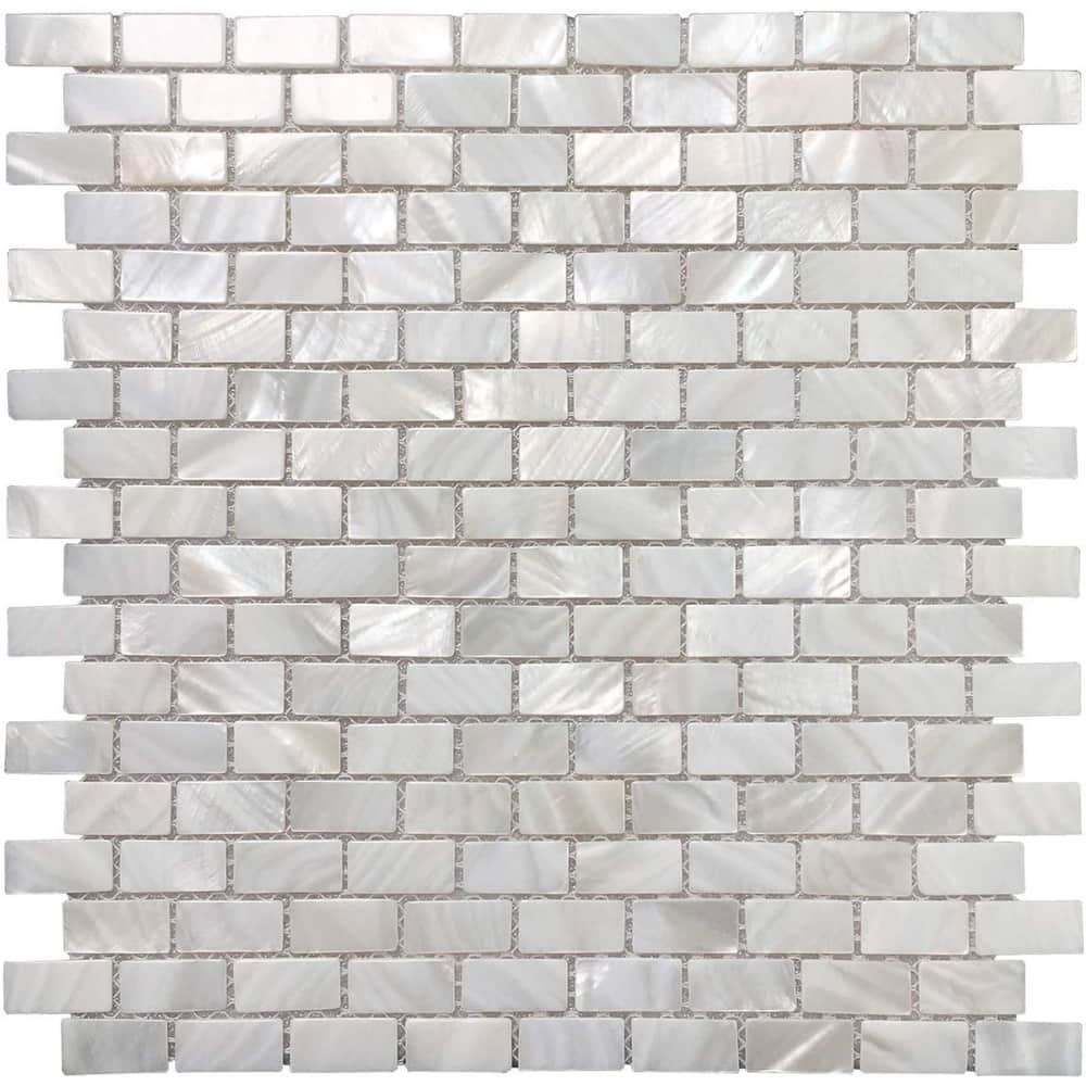 Art3d 12"x12" Mother of Pearl Tile White Opal Subway Pattern,Mosaic Tile for Kitchen Backsplashes
