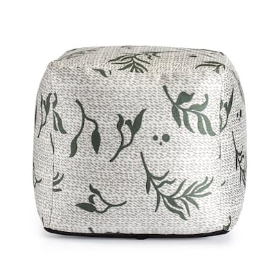 Jani Frangipani Indoor/Outdoor Square Pouf Ottoman - 18" x 18"