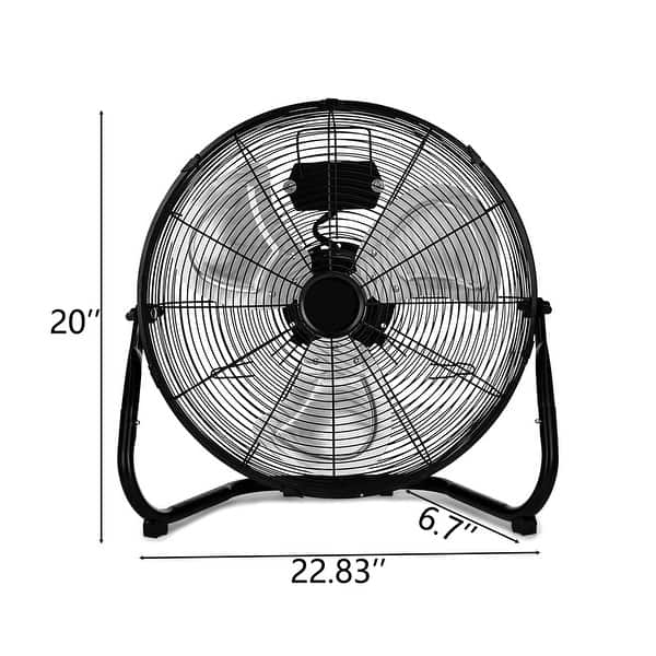 20 in. Black 3-Speed 4,650 CFM High Velocity Heavy Duty Metal Industrial Floor Fan