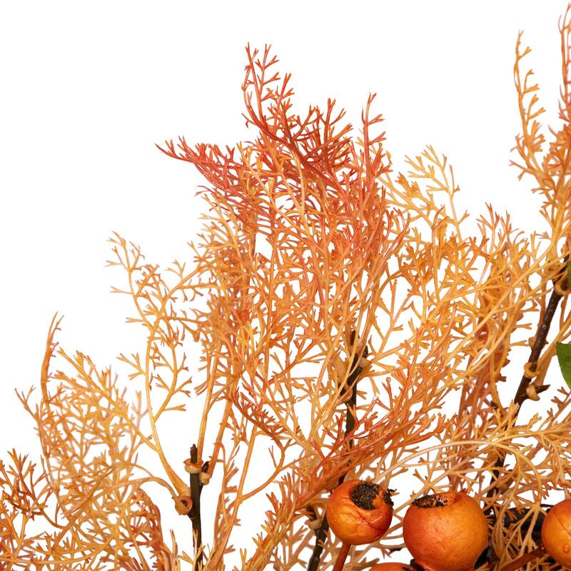 Yellow and Orange Berry and Leaves Fall Harvest Artificial Wreath - 24-Inch Unlit - 24"