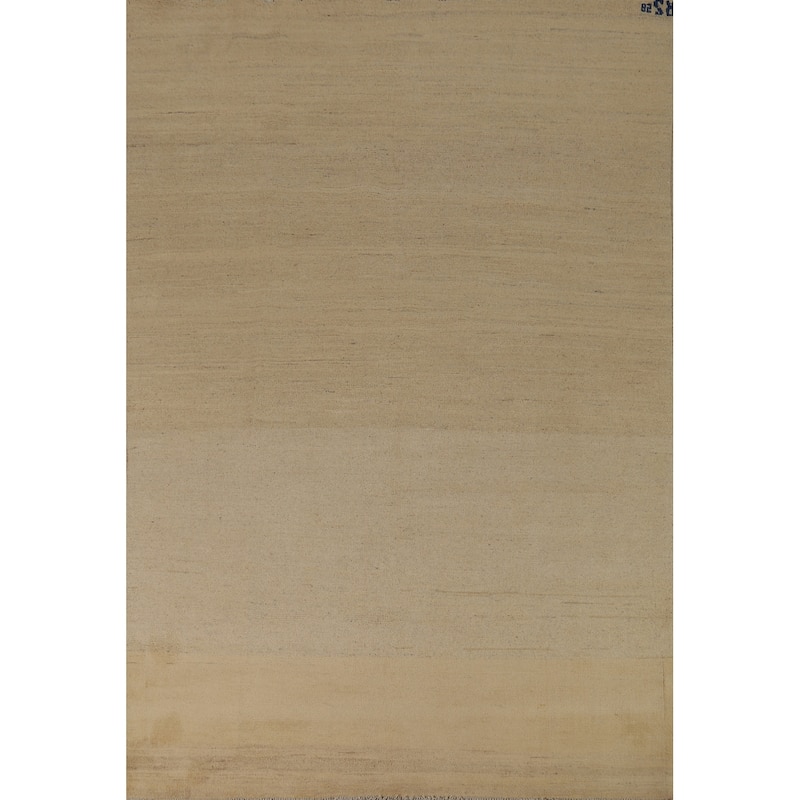 Modern Beige Gold Muted Gabbeh Oriental Area Rug Handmade Wool Carpet - 5'10"x 8'10"