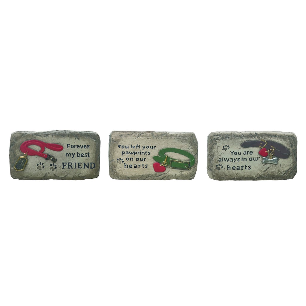 Transpac MGO Pet Memorial Stepping Stone Set of 3 Spring Home Decorations - Multicolor