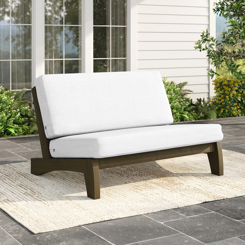 Outdoor Patio Solid Wood Chairs Loveseat Table Chat Set with Cushion - Loveseat - Beige Loveseat(Whole Cushion)