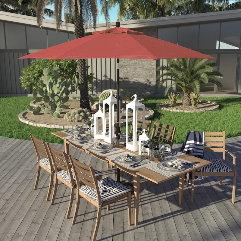 California Umbrella 9' Rd Golden State Series Patio Umbrella Bronze Aluminum Frame Crank Lift Collar Tilt Olefin Royal Blue - Sunset