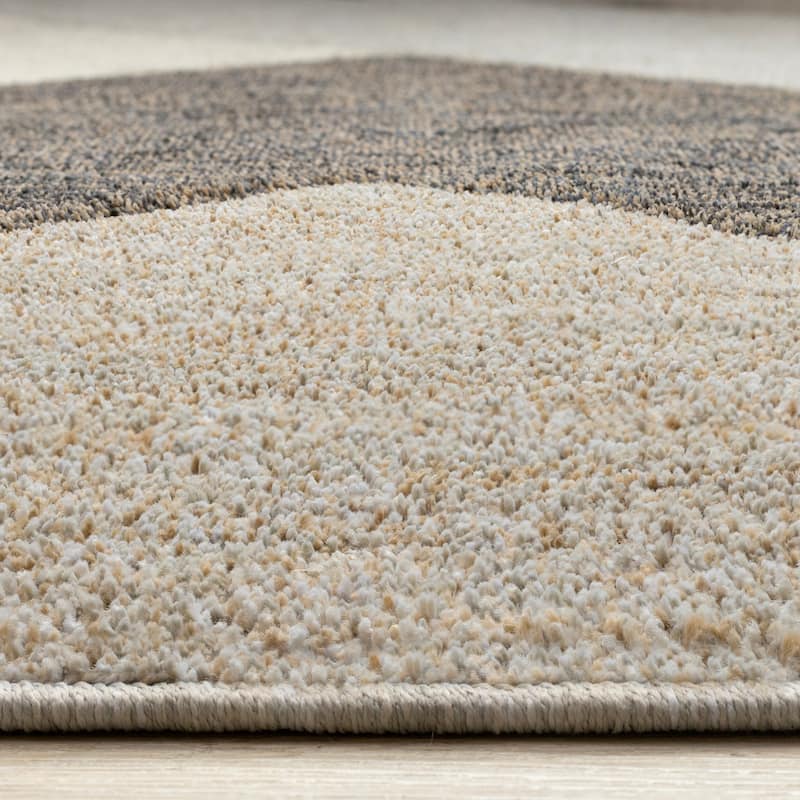 Cream Grey Beige Geometric Area Rug, 5'3" x 7'7"