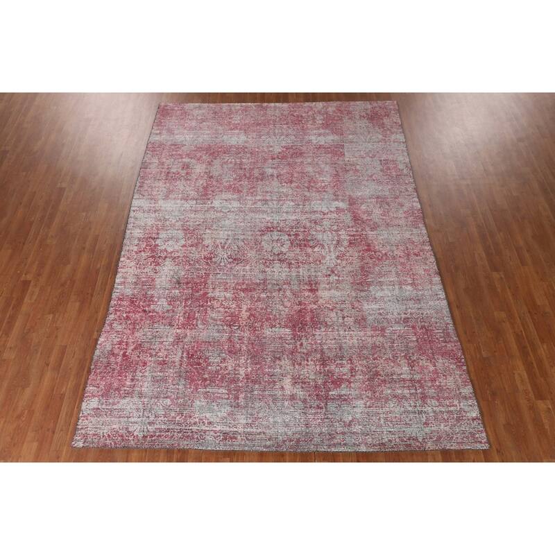 Pink Abstract Modern Area Rug Hand-Knotted Wool Carpet - 8'1"x 11'5"