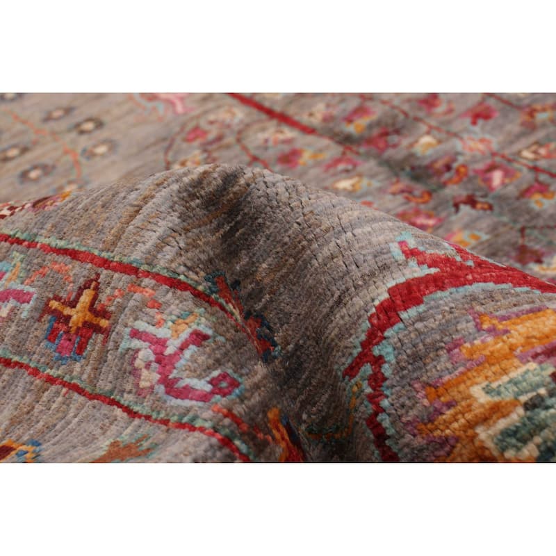 ECARPETGALLERY Hand-knotted Modern Ersari Grey Wool Rug - 4'11 x 6'9
