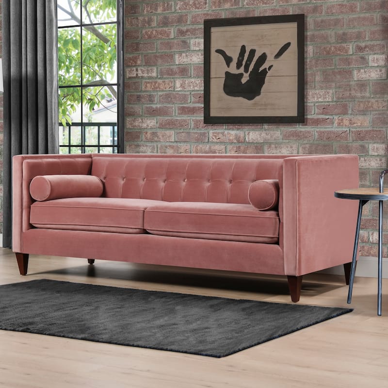 Jack 84" Mid-Century Modern Tuxedo Sofa with Bolster Pillows