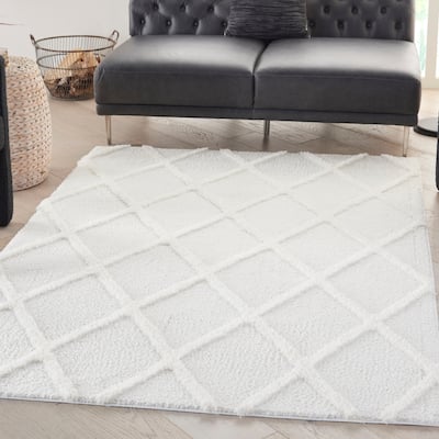 Nourison Feather Soft Contemporary Shag Diamond Area Rug