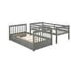 preview thumbnail 32 of 51, Twin Over Twin Bunk Bed Convertible 2 Platform Beds, Wooden Panel Bed with Ladder, Guardrail and 2 Drawers