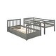 preview thumbnail 14 of 15, Twin over Twin Wooden Bunk Bed with Ladders and Two Storage Drawers - Space-Saving Bedroom Furniture