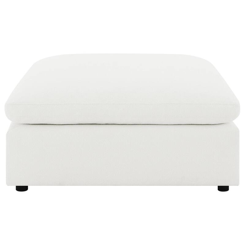 Allias Ottoman, White Boucle Fabric, Plush Foam Cushions, 44 Inch