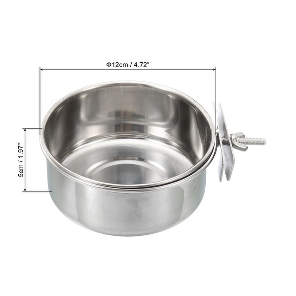 Bird Feeding Dish Cup Stainless Steel 12cm Parrot Cage Feeder