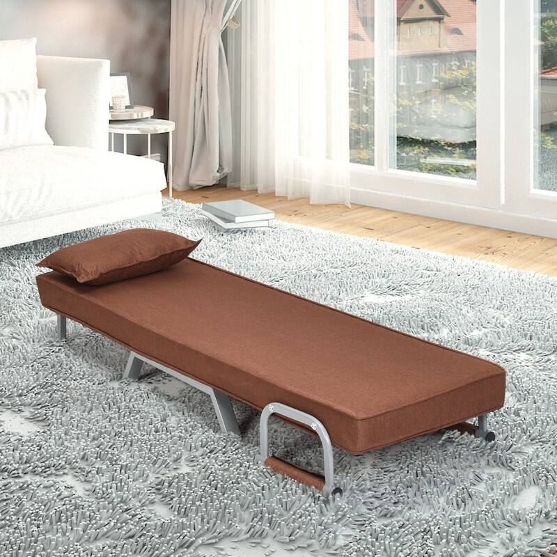 Folding 5 Position Convertible Sleeper Bed Armchair Lounge Couch with Pillow