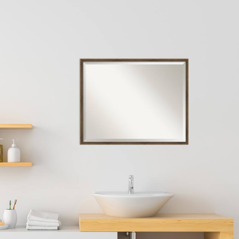 Beveled Wood Bathroom Wall Mirror - Lucie Frame