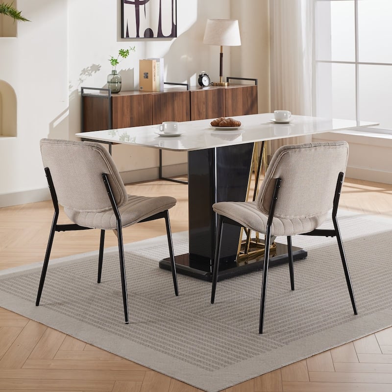 GDFStudio Modern Armless Upholstered Dining Chairs with Metal Legs