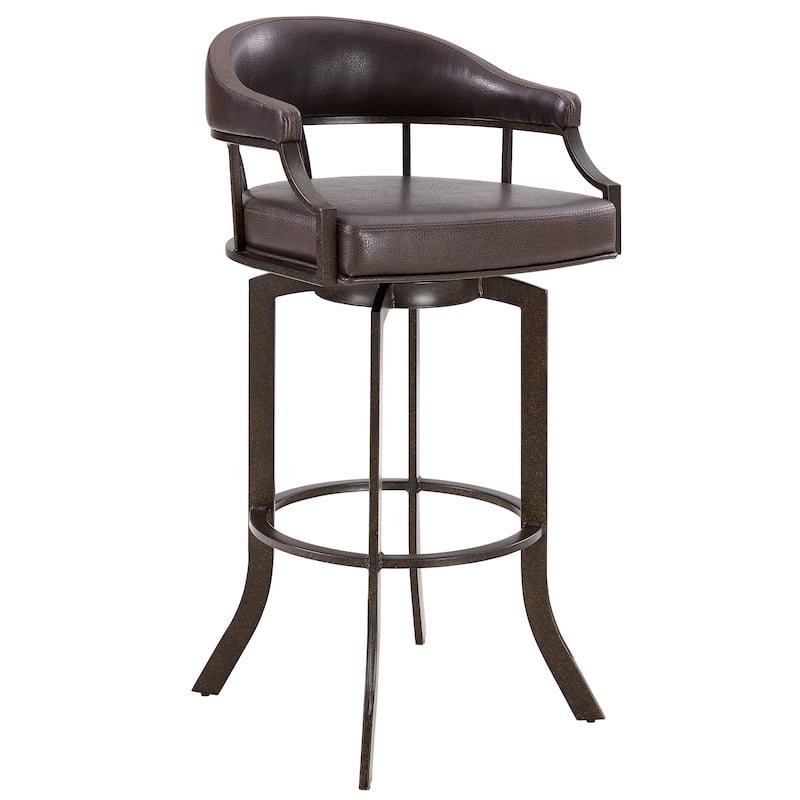 Pharaoh Brown Faux Leather Swivel Bar/Counter Stool in Auburn Bay Finish