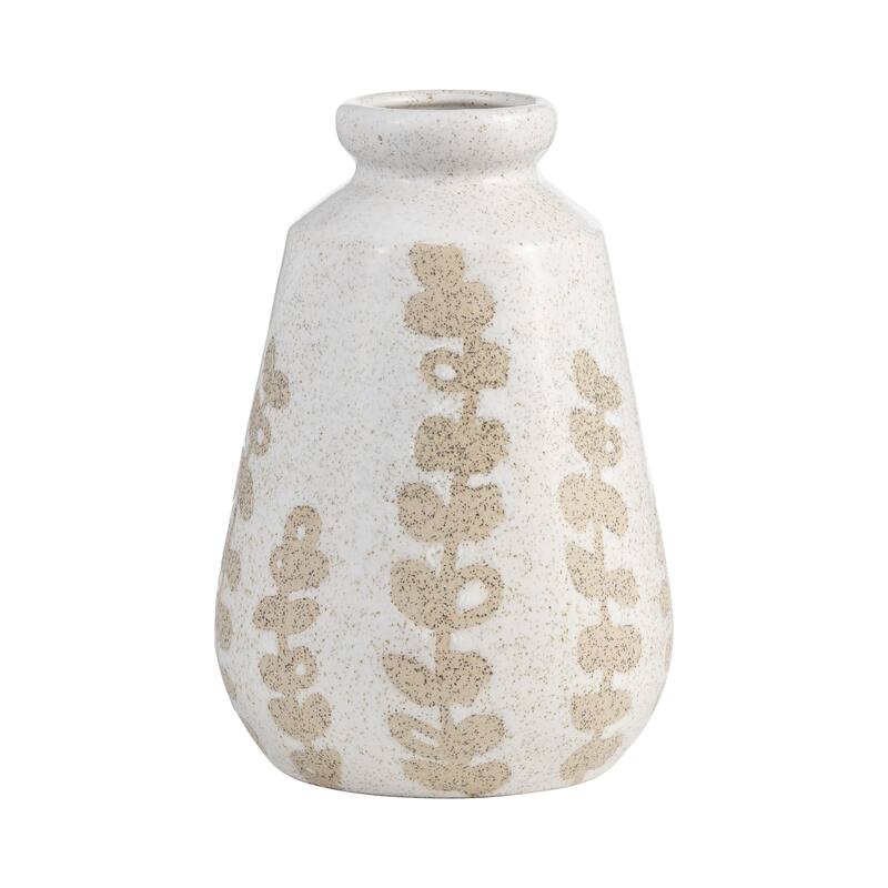 Sagebrook Home Decorative Ivory Botanical Floral Ceramic Vase