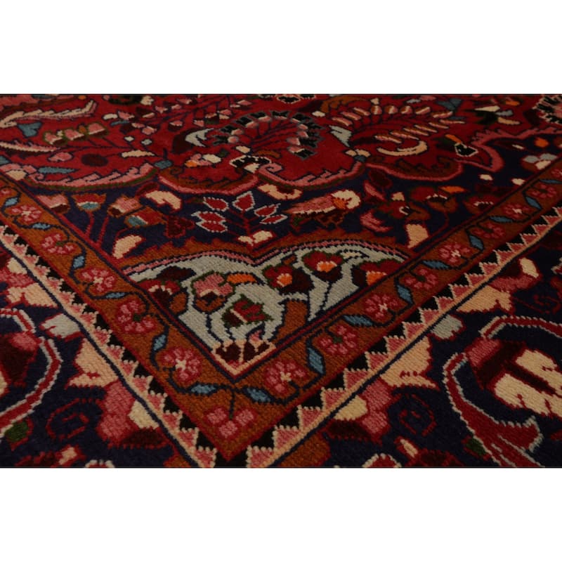 7'2''x11'1'' Hand Knotted Wool Red Hamedan Traditional Rug - 7' 2'' x 11' 1''