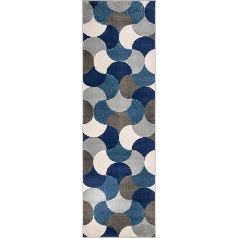 Well Woven Good Vibes Helena Modern Geometric Area Rug - 2' 7" x 7' 3" - Blue - Runner