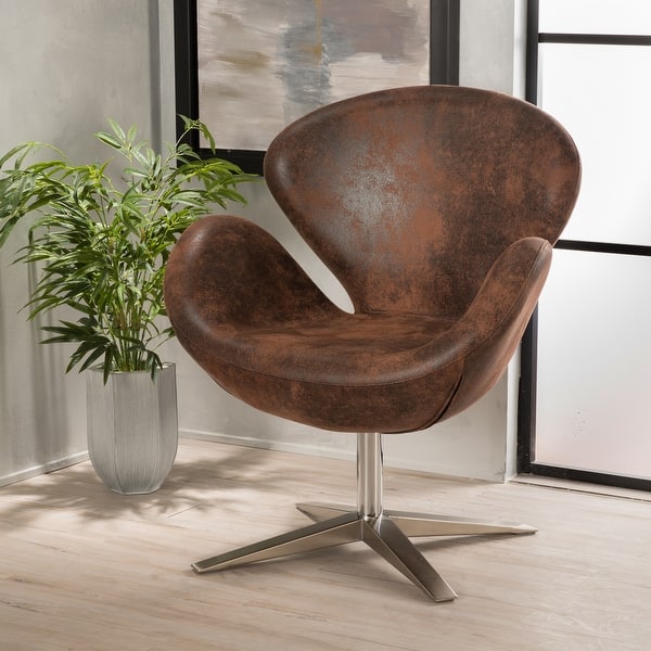 slide 1 of 10, Modern Brown Petal Chair by Christopher Knight Home - 29.00" L x 24.75" W x 34.20" H