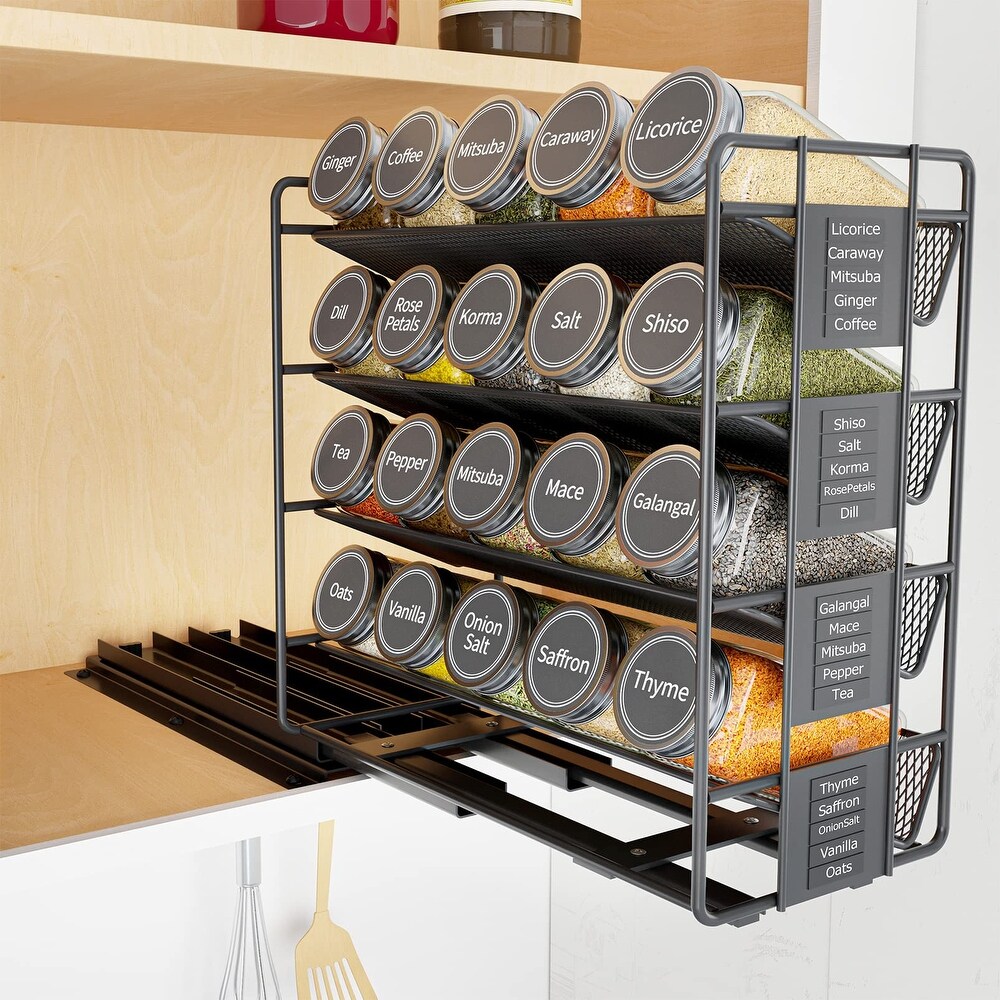 4 Tier Spice Rack Tray Drawer Organizer Kitchen Sauce Bottle Holder Cabinet  Can Expanded Drawer Organizer Seasoning Bottle Jar