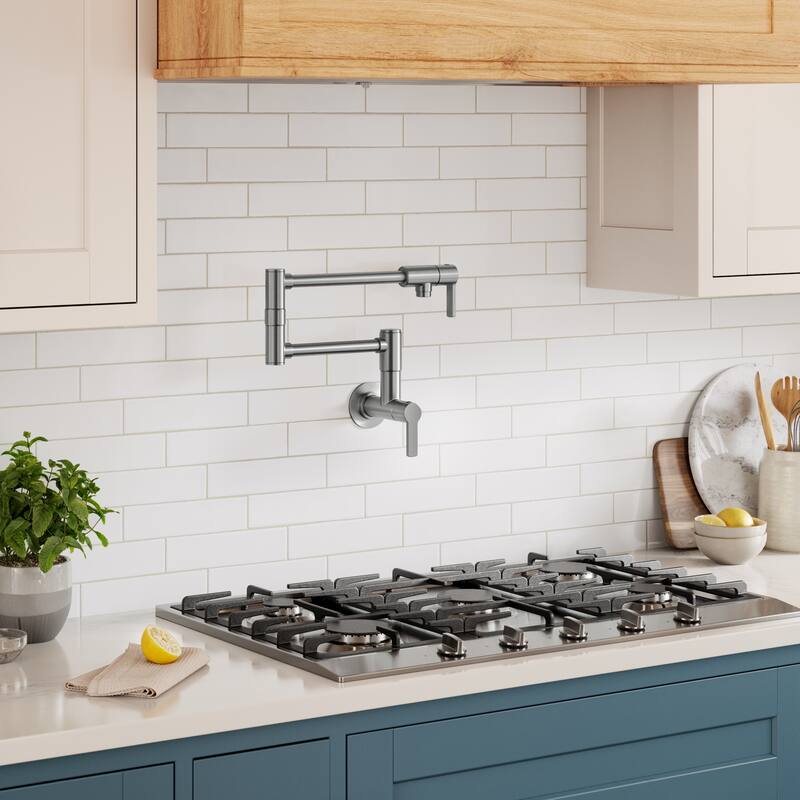 KRAUS Oletto Wall Mount Pot Filler Kitchen Faucet with Retractable Arm