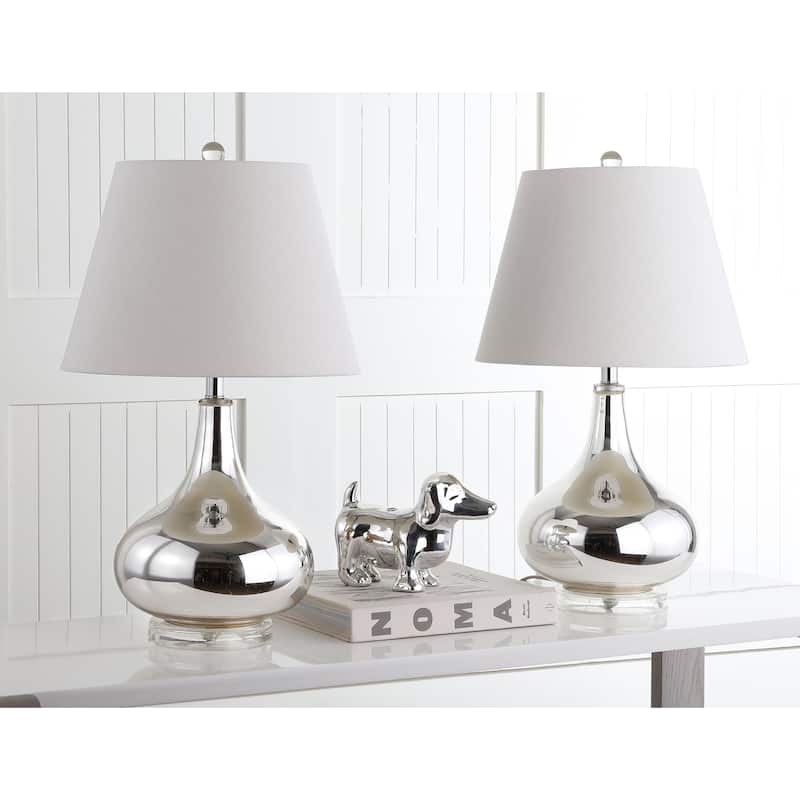 SAFAVIEH Lighting Shanda 24-inch Gourd Glass White Table Lamp (Set of 2) - 14"x14"x24" - 14Wx14Dx24H