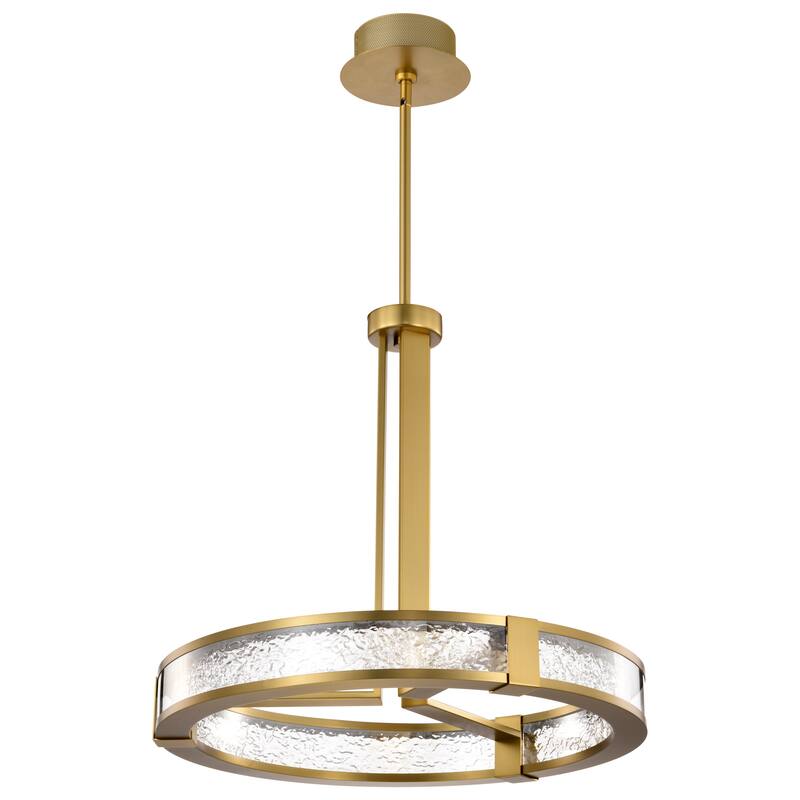 Darrow 24 Inch LED Pendant Vintage Brass Textured Acrylic Panels - Vintage Brass