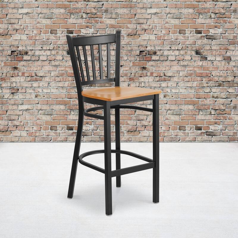 Vertical Back Metal Restaurant Barstool - 16"W x 18.625"D x 42"H - 16"W x 18.625"D x 42"H