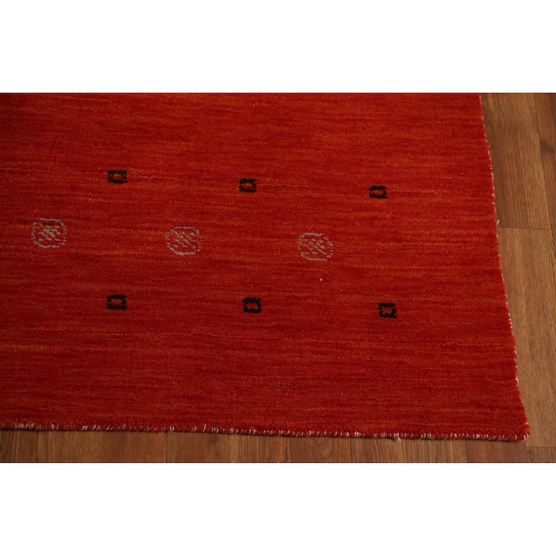 Orange Gabbeh Indian Area Rug Handmade Tribal Wool Carpet - 4'11" x 7'10"
