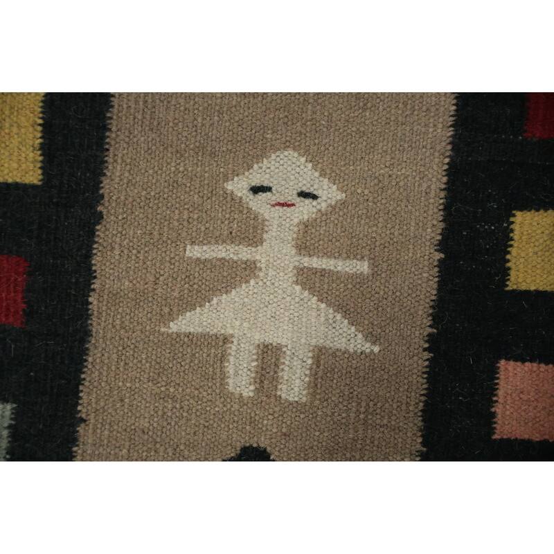 Hand Woven Oriental 100% Wool Carpet Southwestern Tribal Brown Kilim Area Rug - 10' 5'' X 8' 6''