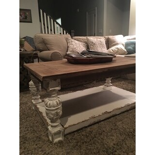Shop Distressed White Wood Base Coffee Table - On Sale ...