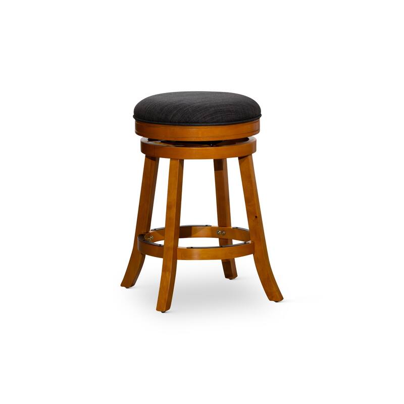 DTY Indoor Living Creede Backless Swivel Stool - Natural Finish/Charcoal Fabric - Counter Height