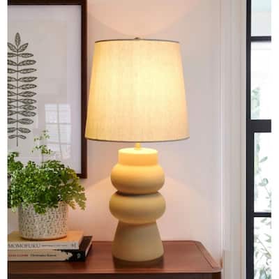 20"H Brown Ceramic Modern Table Lamp for Home w/9W LED Bulb