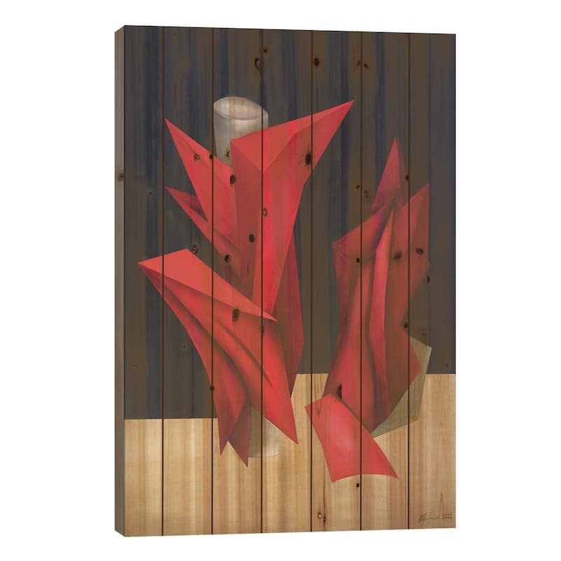 Red Crystals Print On Wood by Alexander Trifonov - Multi-Color - 40x26x1.5