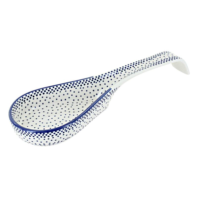 Blue Rose Polish Pottery P164 Manufaktura Large Spoon Rest - Small Dots