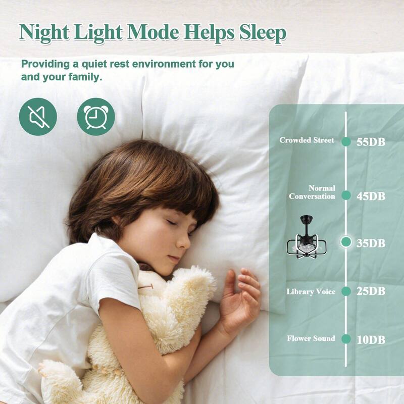 Cusp Barn 18 Inch Modern Ceiling Fan with Dimmable LED Light, Vintage Fandelier, Bladeless Industrial 6-Speed Fan for Bedroom